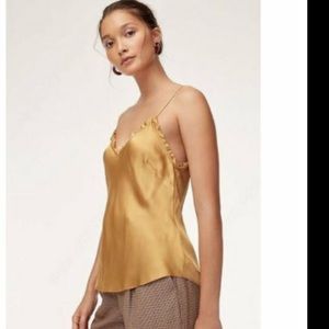 ARITZIA WILFRED GOLD TANK TOP WORN TWICE DRY CLEANED TWICE LIKE NEW SIZE MEDIUM